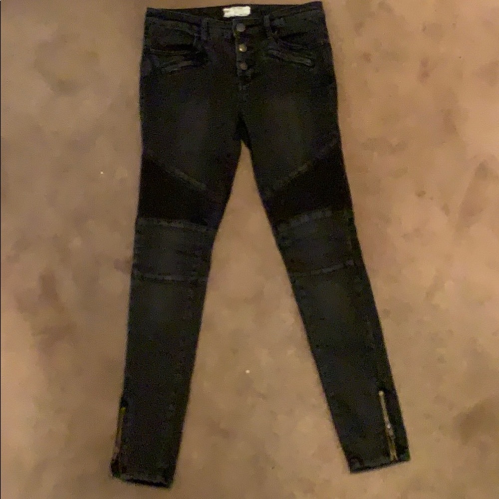 Free People, high rise Moto style jeans